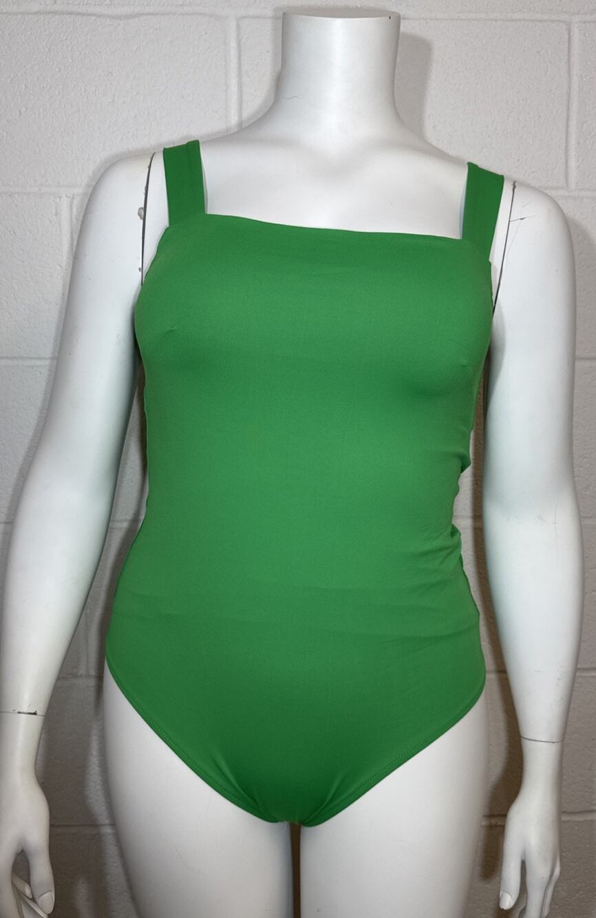 Reoria Sleeveless Square Neck Double Lined Body Suit Green Size XL